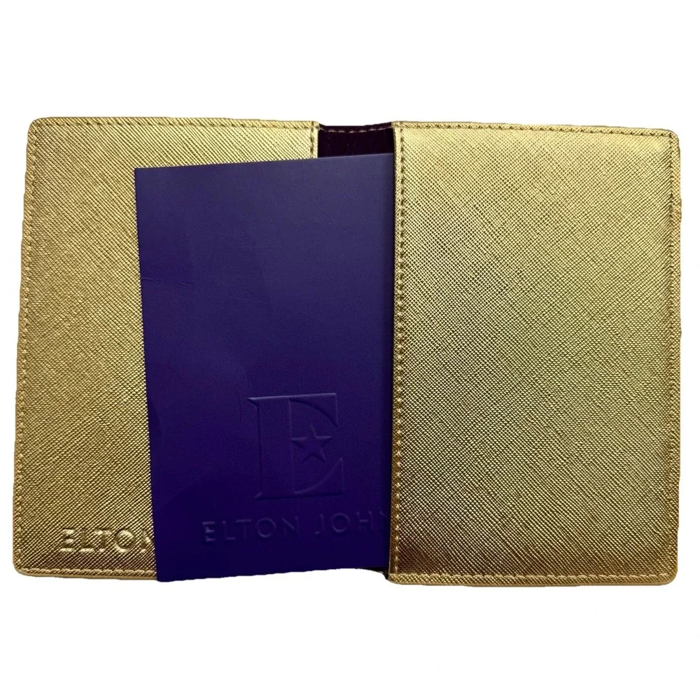 Elton John Farewell Yellow Brick Road Gold Metallic Passport‎ Holder Cover